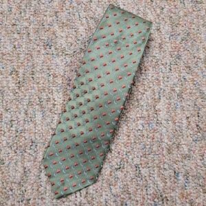 Ermenegildo Zegna Tie Mens Green Silk Floral Jacquard Pattern Made In Italy